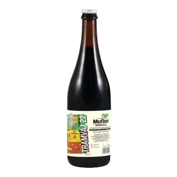Pivo Muflon – Tramvaj 22 RIS 22°, tm. 0,75 litr, lahev – korunková zátka