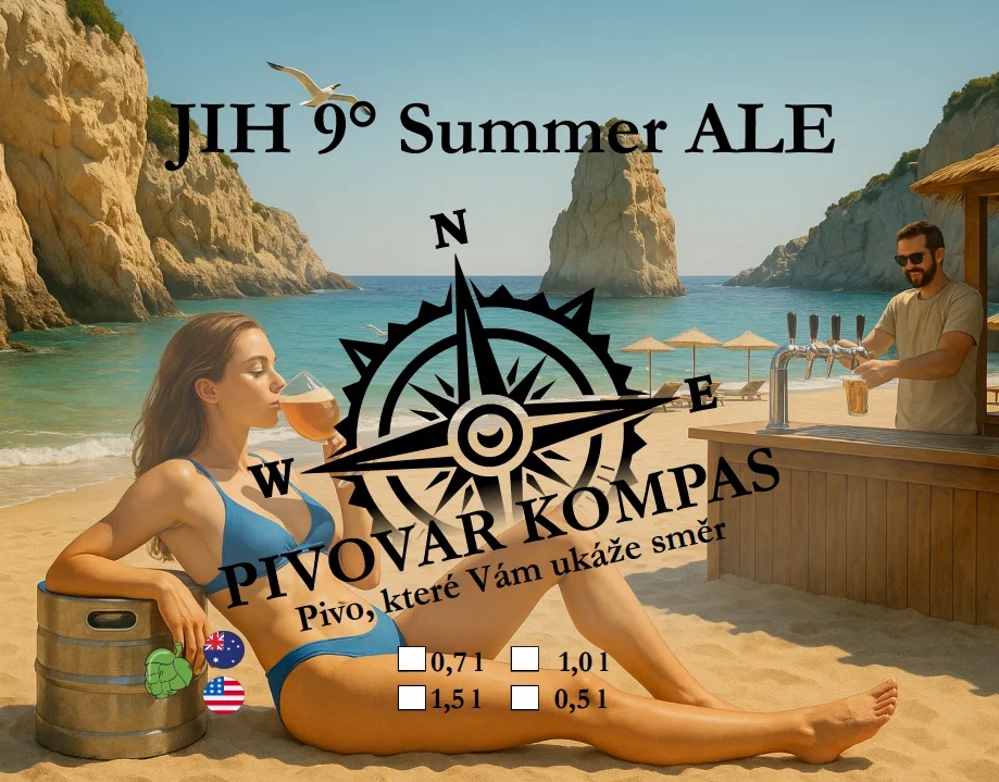 Pivo Kompas – Jih 9° Summer ALE, sv. 0,75 litr, lahev – korunková zátka