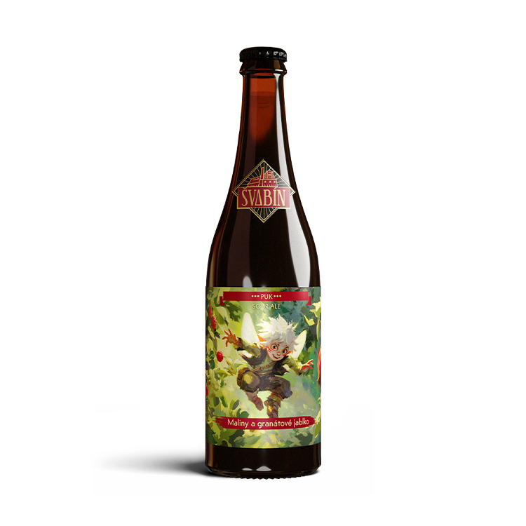 Pivo Švabín – PUK Malina & Granátové jablko Sour Ale 11°, sv. 0,75 litr, lahev – korunková zátka